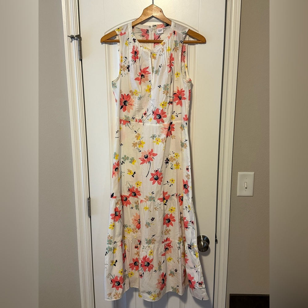 GAP Red and Pink Floral Maxi Sundress